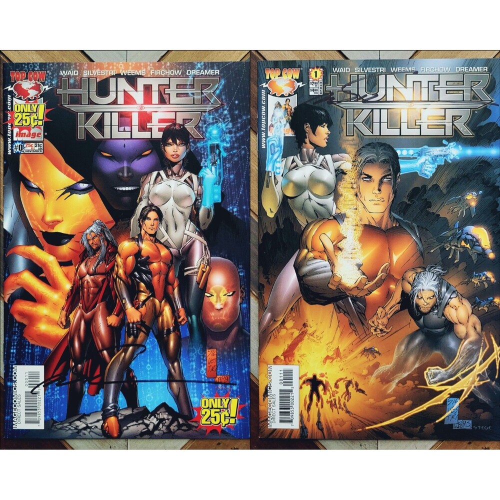 2× "HUNTER KILLER" #0-1 VF/NM Both SIGNED by Marc Silvestri (Image 2004) Top Cow